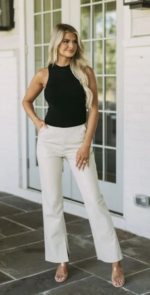 These Three Boutique Beige Leather Pants thumbnail 1
