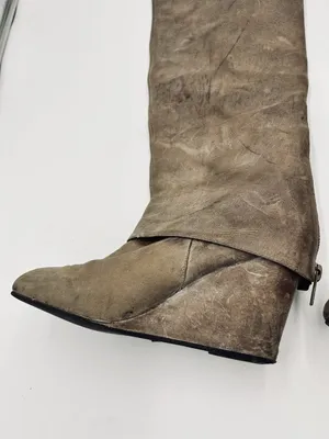 Steven by Steve Madden Taupe Leather 18" High Sz 6.5M Wedge Knee Boots thumbnail 5