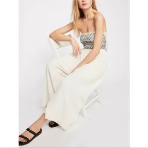 Free People Carmen Convertible One Piece Ivory Black Wide Leg Jumpsuit S thumbnail 12