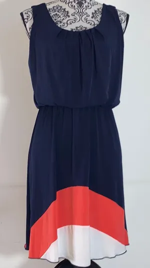 Enfocus Studio Blue and White Sleeveless Sundress Size 12 thumbnail 1
