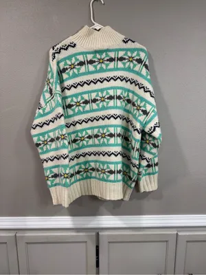 American Eagle Fair Isle Mint Green Sweater thumbnail 6