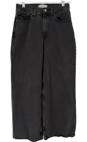 Abercrombie & Fitch High Rise Wide Leg Women's Jeans Size 26 Short Washed Black thumbnail 1