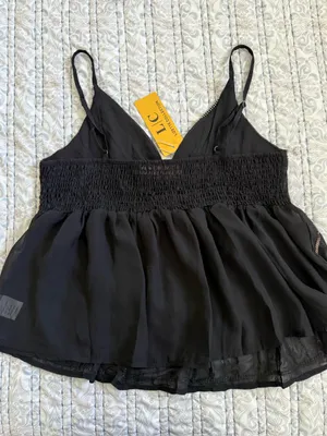 NWT LIC Lizette Collection Black Sequin Beaded Peplum Cami Tank Top S Party Glam thumbnail 8