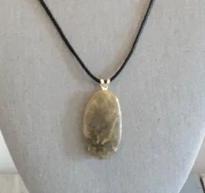 Handmade Awesome Necklace Black Cord W Beach Stone Pendant thumbnail 3