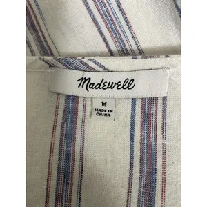 Madewell Agency Button Front Top in Sarasota Stripe Ivory Size Medium Tie Hem thumbnail 9