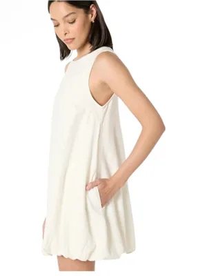 The Drop Women's Linen Sleeveless Bubble Hem Mini Dress Coastal thumbnail 3