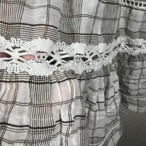 Free People White Grey‎ Plaid Time Out Eyelet Tiered Tunic Top thumbnail 6