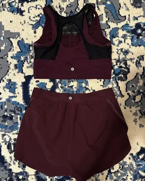 Lululemon Maroon Fast and Free Running Mesh Double Layer Sports Bra thumbnail 1