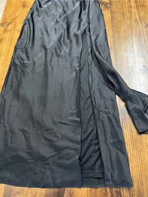 Lulus Signature Elegance Black Satin One-Shoulder Maxi Dress Size XL NWT thumbnail 7