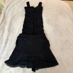 Chartou Ruched Mermaid Gown Black thumbnail 2