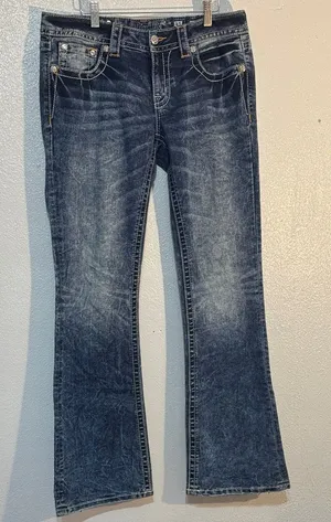 Miss Me Size 31 Signature Bootcut Jeans Y2K Embellished Bling Distressed Denim thumbnail 1
