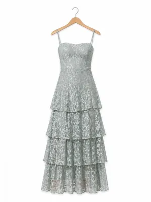 LULU's Prom Wedding Bridesmaid Tiered Lace Floral Ruffles Boho Maxi thumbnail 5