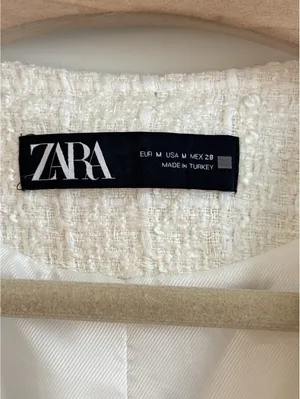 Zara Tweed Double Breasted Mini Dress Ivory Pearl Buttons Size M thumbnail 2