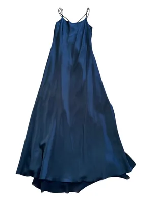 Vintage 90s Maxi Length Black Satin Backless Slip Dress Minimalist thumbnail 1