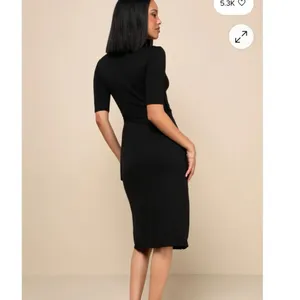 Lulus Forget Me Knot Black Midi Wrap Dress in Size M NWT! thumbnail 2