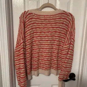 Pink Lily V-Neck Oversized Striped Sweater size XS thumbnail 3