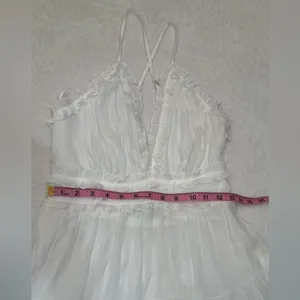 Aakaa White Ruffled Tiered adjustable Spaghetti’s Straps Mini Dress Size M thumbnail 4