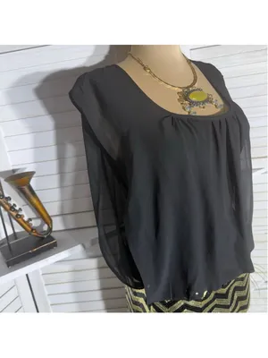 Guess mini cocktail dress black chiffon gold clubbing sequin pinup glam Y2K M thumbnail 5
