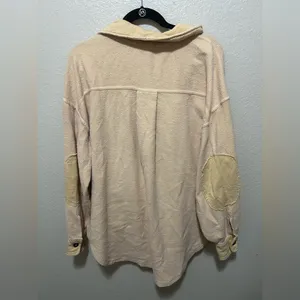Free People Oversized Fleece Shacket Cream Beige Size Small thumbnail 2