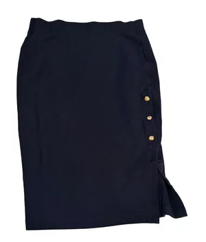 Lauren Ralph Lauren Pencil Skirt Navy Blue Small Gold‎ Button Nautical Work thumbnail 1