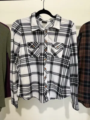 Flannel with Wood Buttons Multiple thumbnail 1