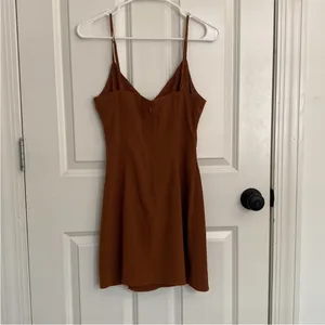 Abercrombie & Fitch Side Twist Crepe Orange Brown Mini Dress thumbnail 3