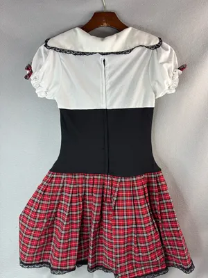 Dreamgirl S Co-Ed Academy Black, Tulle White & Red Plaid Mini Dress Sexy Costume thumbnail 4