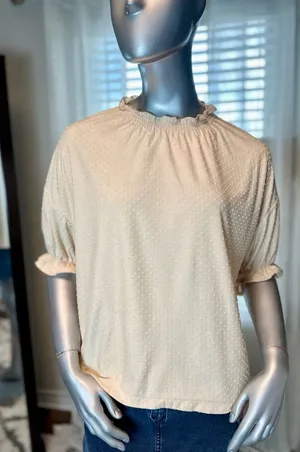 Madewell Texture & Thread 3/4 Clipdot Ruffle Cream Large thumbnail 1