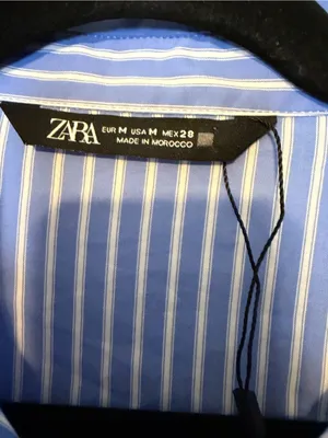 Zara Fitted Poplin Style Button Down Long Sleeve Pin Stripe Shirt Women’s Size M thumbnail 4