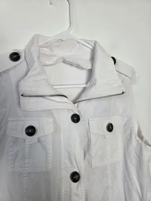 100% Cotton White Utility Vest Lightweight Gorpcore Hiking Outdoor Medium thumbnail 5