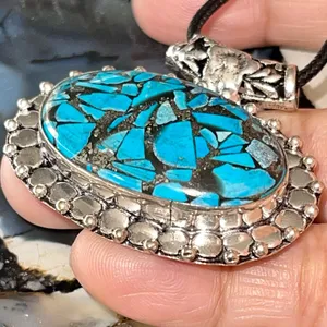 Spiny Turquoise in Copper Pendant 1 1/2”x 1 1/2” thumbnail 7