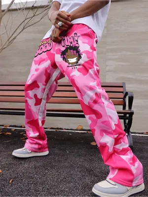 Nfinity Men’s SHEIN plus size Pink Camo Graphic pants size 6XL thumbnail 1