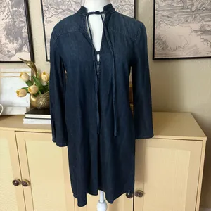 AG Denim Jean Shift Dress Bell-Sleeve Cotton Size XS NWT‎ thumbnail 3
