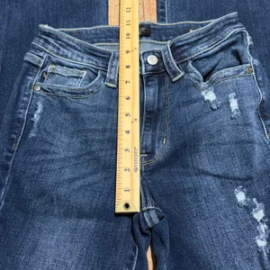Judy Blue Women's Dark Denim Distressed Boot Cut Jeans Sz 1/25 Western Boho thumbnail 6