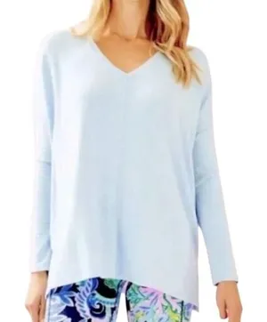 Lilly Pulitzer Luxletic Clifford Top S‎ Blue Drop Shoulder Lounge Relaxed Soft thumbnail 1