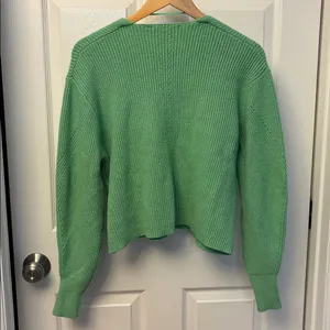 Tahari Green V-Neck Ribbed Sweater Top thumbnail 5