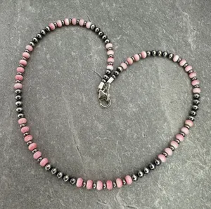 Handmade 16” Navajo Style Sterling Silver Pearls Necklace thumbnail 1