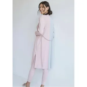 Daily Practice Anthropologie Pink Cream Color Block Ribbed Robe Duster XL thumbnail 2