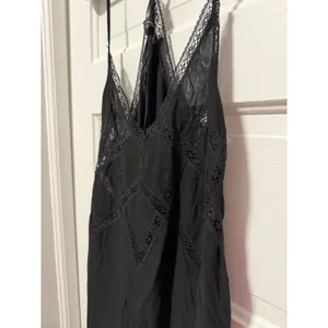 Zara Trafaluc Black Lace Maxi Dress Boho V-Neck T-Strap‎ Sleeveless Small thumbnail 6