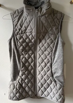 Adidas Women's Quilted Gray Vest thumbnail 1