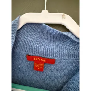 Saffron Womens 100% Cashmere V-Neck Sweater Light‎ Blue Long Sleeve Size Medium thumbnail 3