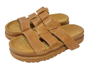 Ugg Brown Leather Goldenstar Slide Strappy Sandal Size 9 Slip On thumbnail 1