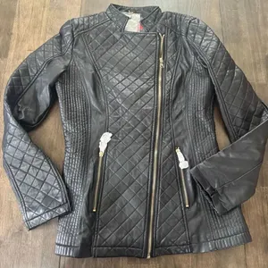 New Celsius Vegan Leather Black Biker Jacket thumbnail 1