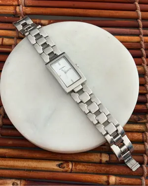 Fossil Silver Rectangular Stainless Steel Link Watch Needs Battery thumbnail 1