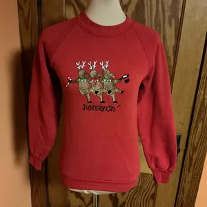Vtg 80s Reindancing embroidered Holiday Sweatshirt thumbnail 6