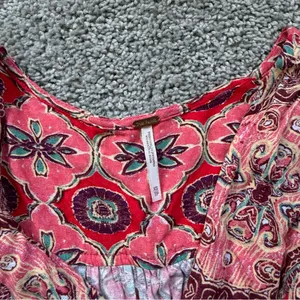 Free People "Falling For You" Floral Print Peplum Top Hibiscus Combo Size XS thumbnail 7