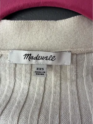 Madewell Cream Ribbed Button Front Cropped Cardigan Sweater XXS thumbnail 3