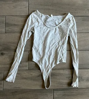 bp Long Sleeve Scoop Neck Bodysuit in Off-White thumbnail 1