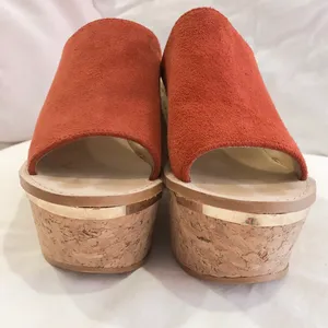 ZARA Burnt Orange Suede Platform Cork Sandals thumbnail 7