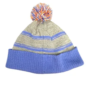 New York Knicks Adidas Blue, Orange, Gray Winter Bobble Hat thumbnail 2